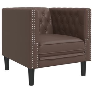 vidaXL Fotel Chesterfield, brązowy, tapicerowany sztuczną sk&oacute;rą