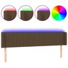 vidaXL Zagł&oacute;wek do ł&oacute;żka z LED, ciemnobrązowy, 163x16x78/88cm, tkanina