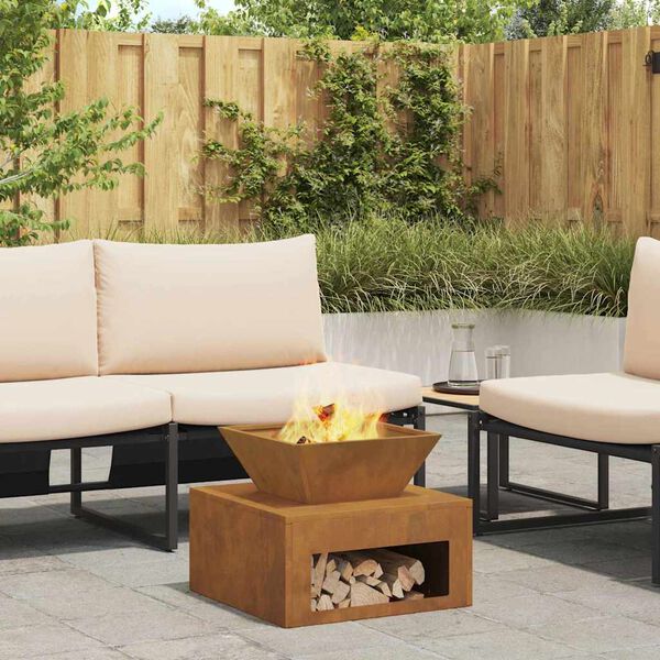 vidaXL Kominek Rdzawy 50 x 50 x 40 cm stal kortenowska