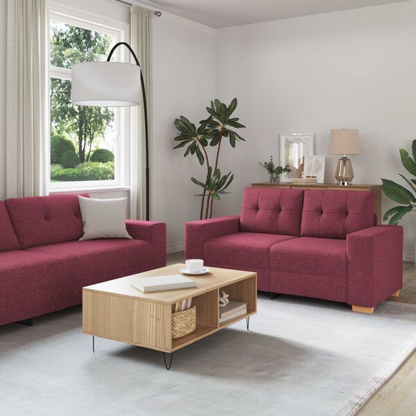 vidaXL Sofa 3 pcs Czerwony Wiatr 221 x 80 x 80 cm Tkanina lniana