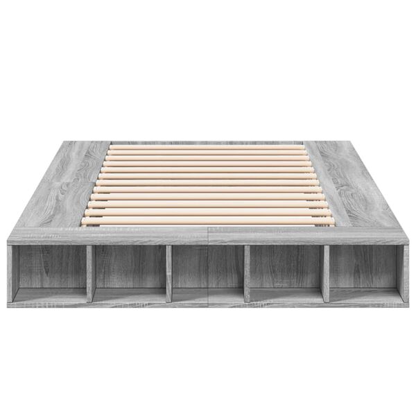 vidaXL Rama ł&oacute;żka, szary dąb sonoma, 120x200cm materiał drewnopochodny