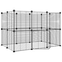 vidaXL Klatka dla zwierząt z bramką, 20 paneli, czarna, 35x35 cm, stal