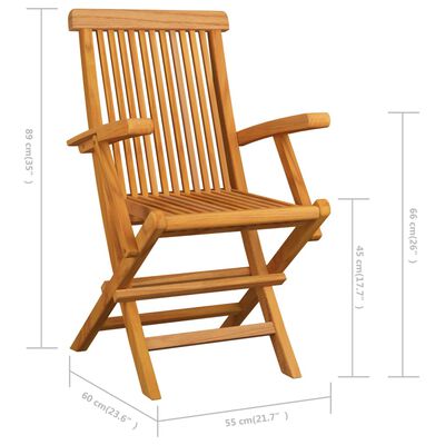 vidaXL Krzesła ogrodowe, niebieskie poduszki, 3 szt., drewno tekowe
