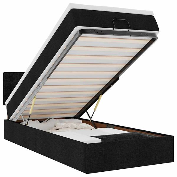 vidaXL Łóżko Ottoman z materacem i LED, czarny, 80x200cm, tkanina