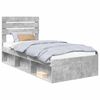 vidaXL Ramka ł&oacute;żka Szary beton 90 x 190 cm Lite drewno sosnowe