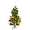 vidaXL Sztuczna choinka na zawiasach, 150 lampek LED i bombki, 120 cm