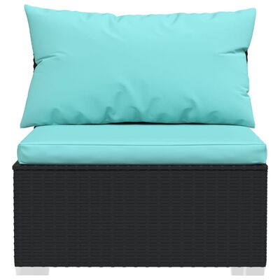 vidaXL 4-osobowa sofa ogrodowa z poduszkami, czarna, polirattan