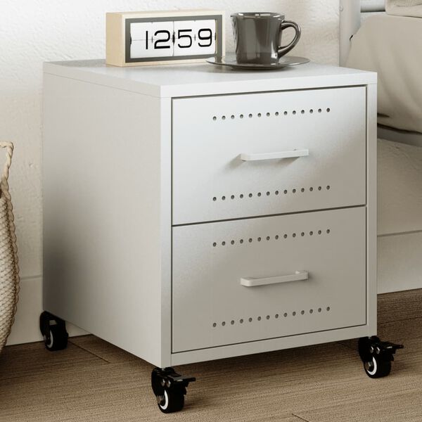 vidaXL Szafka nocna, biała, 36x39x43,5 cm, stal