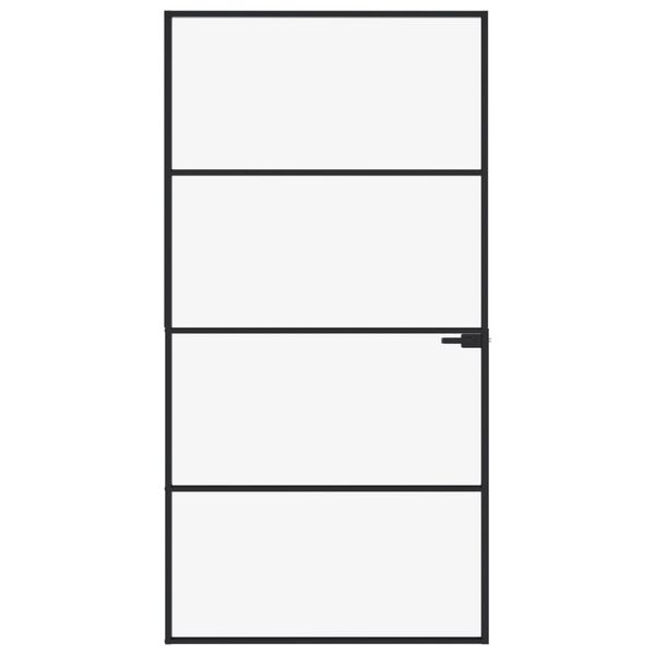 vidaXL Drzwi wewnętrzne, czarne, 102x201,5 cm, szkło i aluminium