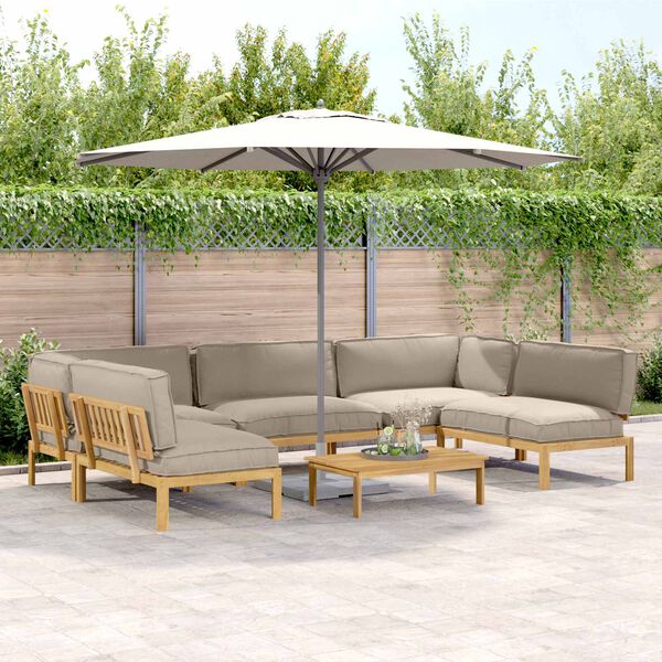 vidaXL Zestaw Sof z poduszką 6 pcs Ciemnoszary Lite Drewno Akacji