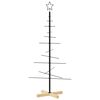 vidaXL Metalowa choinka z drewnianą podstawą, czarna, 120 cm