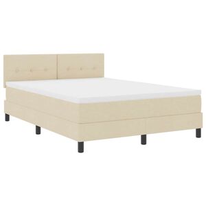 vidaXL Ł&oacute;żko sprężynowe z paskami LED Kremowy 140 x 190 cm tkanina