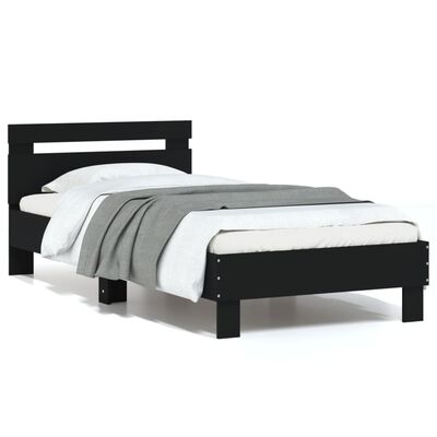 vidaXL Rama łóżka z wezgłowiem, czarna, 75x190 cm