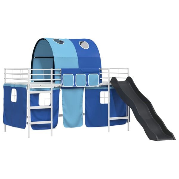 vidaXL Ł&oacute;żko piętrowe dla dzieci Biały i niebieski 79,5 x 200 cm Metal