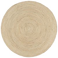 vidaXL Dywanik ręcznie wykonany z juty, spiralny wzór, biały, 90 cm