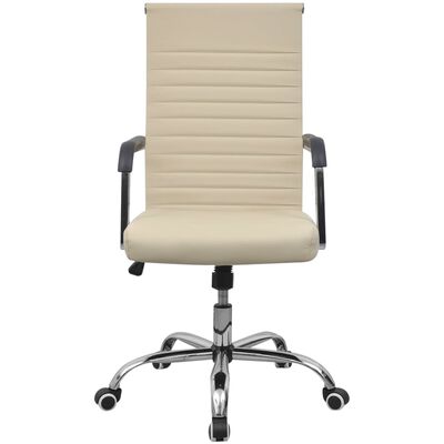 vidaXL Krzesło biurowe, sztuczna skóra, 55 x 63 cm, kremowe