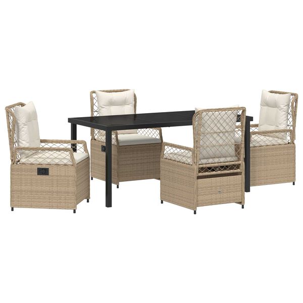 vidaXL Zestaw do jadalni w ogrodzie 5 pcs Beżowy i kremowy polirattan