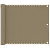vidaXL Parawan balkonowy, kolor taupe, 75x600 cm, HDPE
