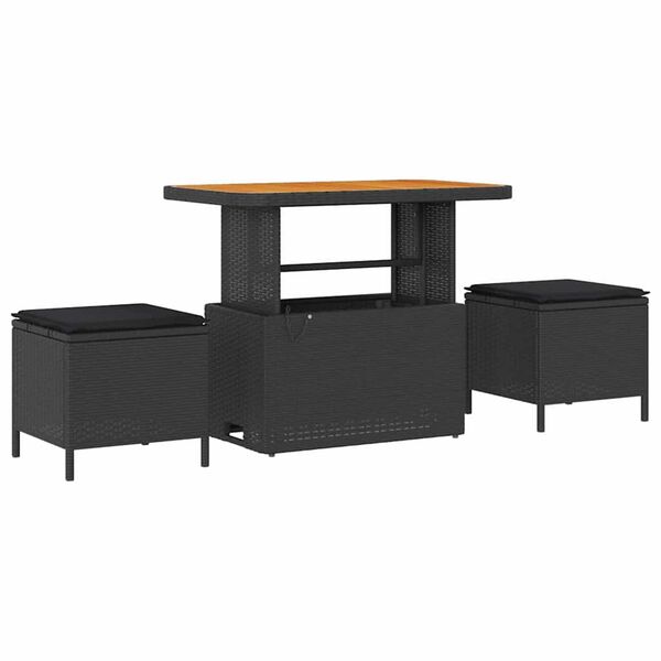 vidaXL Zestaw Sof na Ogr&oacute;d z poduszką z przechowywaniem 9 pcs Czarny