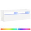 vidaXL Szafka TV z oświetleniem LED, biała, wysoki połysk, 120x35x40cm