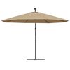 vidaXL Parasol wiszący z LED i metalowym słupkiem, 350 cm, taupe