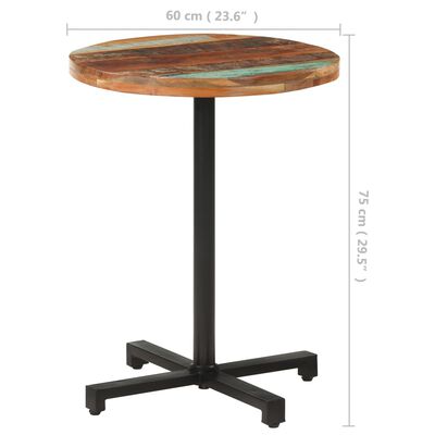 vidaXL Okrągły stolik bistro, 60x75 cm cm, lite drewno z odzysku