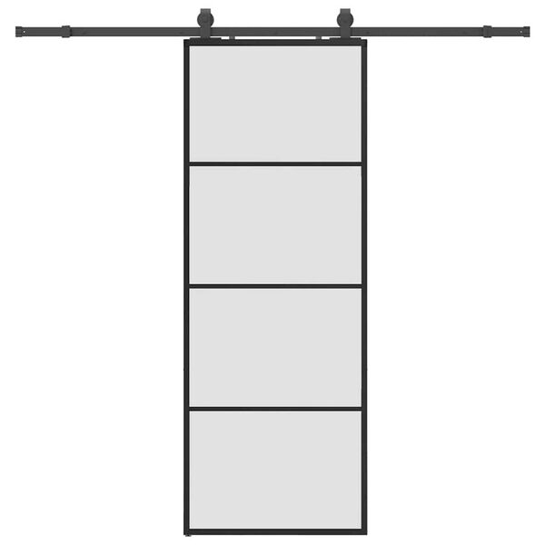 vidaXL Drzwi przesuwne z zestawem okuć czarne 76x205 cm ESG szkło