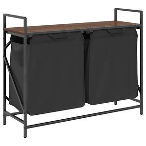 vidaXL Kosz na pranie 2 przegrody z p&oacute;łką, brązowy dąb