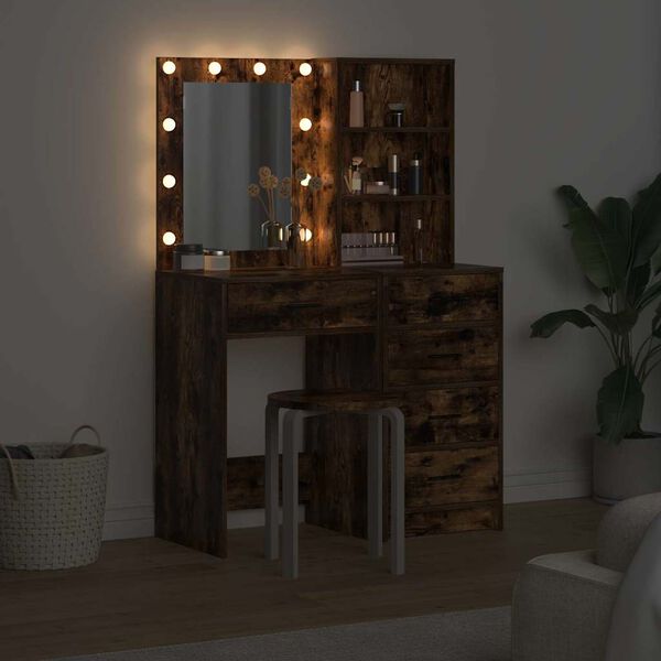 vidaXL Toaletka 2 pcs Brązowy 50 x 41 x 135 cm Materiał drewnopochodny