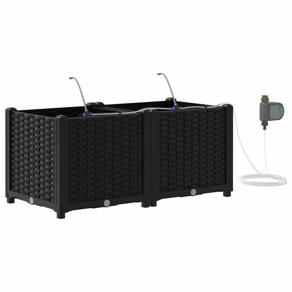 vidaXL Doniczka ogrodowa 2 pcs Czarny Stal