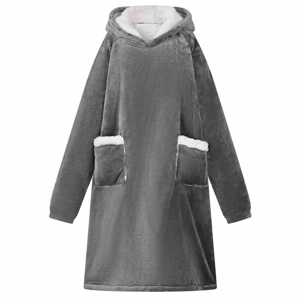 vidaXL Bluza-koc Ciemnoszary m Fleece i Flanela