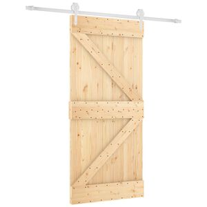 vidaXL Drzwi przesuwne 95 x 210 cm Lite Drewno Sosnowe (Nieobrobione)