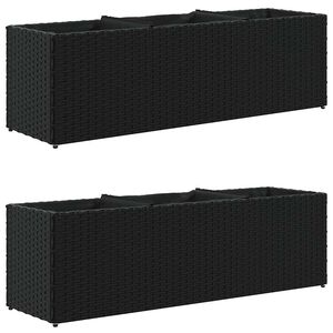 vidaXL Donice ogrodowe z 3 wkładami, 2 szt., czarne, 105x30x32 cm