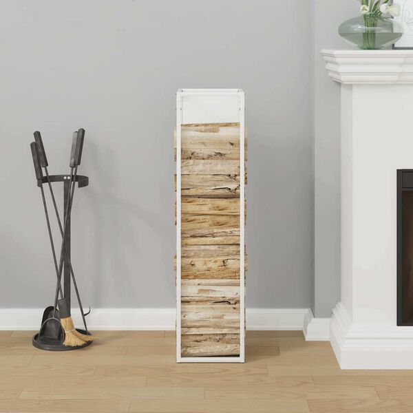 vidaXL Stojak na drewno opałowe, biały, 25x25x100 cm