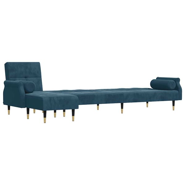 vidaXL Sofa rozkładana L, niebieska, 271x140x70 cm, aksamit