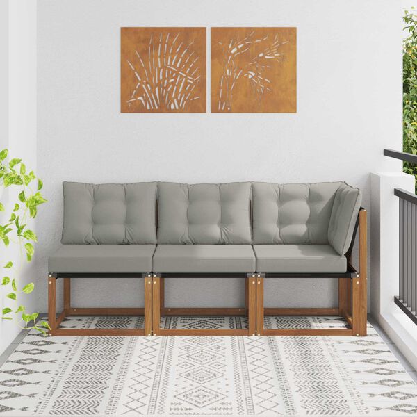 vidaXL Modułowa sofa na zewnątrz z poduszką 3 Sztuka Naturalny