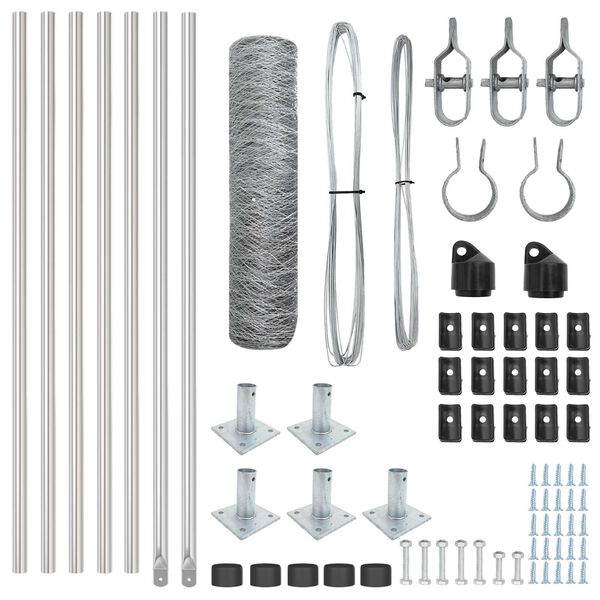 vidaXL Słupek ogrodzeniowy. Srebrny 10 x 0,4 m (siatka 50 mm) Stal