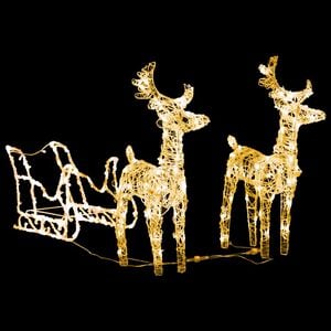 vidaXL Świąteczna dekoracja renifery z saniami, 160 diod LED, 130 cm