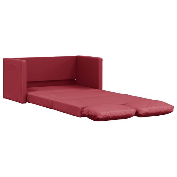 vidaXL Sofa podłogowa 2-w-1, kolor wina, 112x174x55 cm, sztuczna sk&oacute;ra