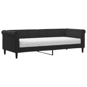 vidaXL Sofa z materacem do spania, czarna, 80x200 cm, aksamit