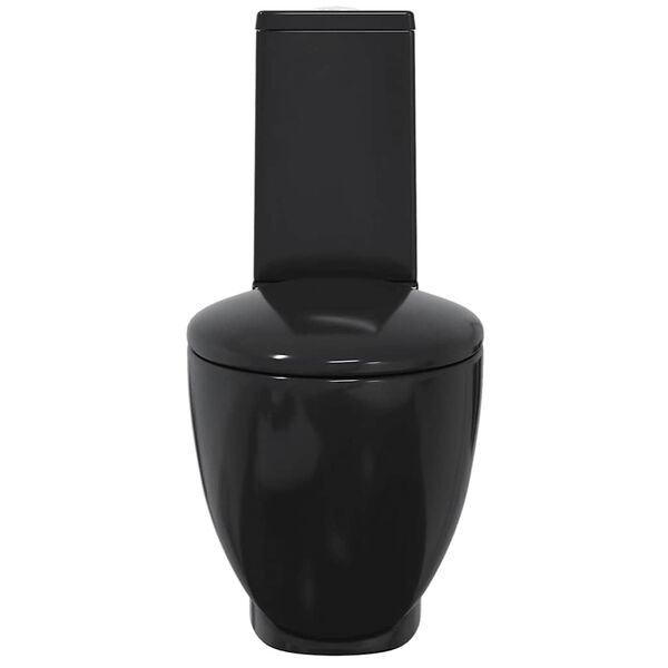vidaXL Ceramiczna toaleta ze spłuczką, okrągła, odpływ pionowy, czarna