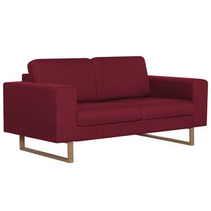 vidaXL Sofa 2-osobowa, tapicerowana tkaniną, kolor czerwonego wina