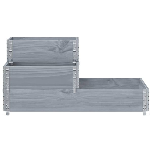 vidaXL 3-poziomowa podwyższona donica, szara, 120x80 cm, sosnowa