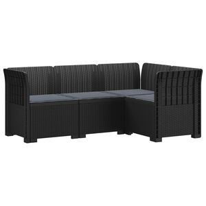 vidaXL Ogr&oacute;d Sofa 4-osobowa z poduszkami Wygląd Rattanu PP antracytowy