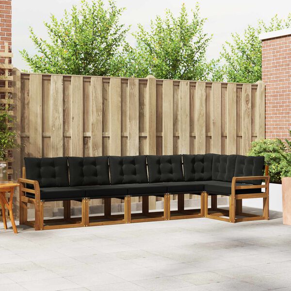 vidaXL Zestaw sof na zewnątrz z poduszką 6 pcs Naturalny i czarny