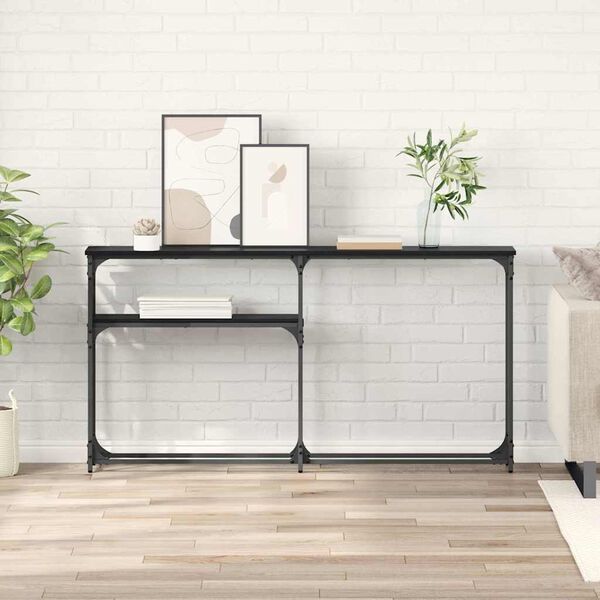 vidaXL StolikKonsolowy Czarny Dąb 146 x 22.5 x 75 cm