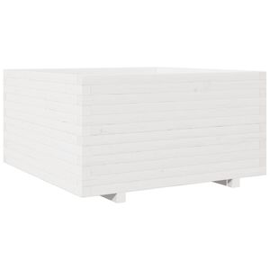 vidaXL Donica ogrodowa, biała, 90x90x49,5 cm, lite drewno sosnowe