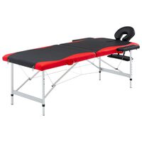 vidaXL 2-strefowy, składany stół do masażu, aluminium, czarno-czerwony