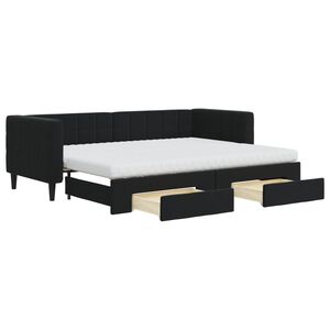 vidaXL Sofa rozsuwana z szufladami, czarna, 80x200 cm, aksamit