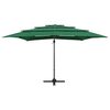 vidaXL 4-poziomowy parasol na aluminiowym słupku, zielony, 250x250 cm